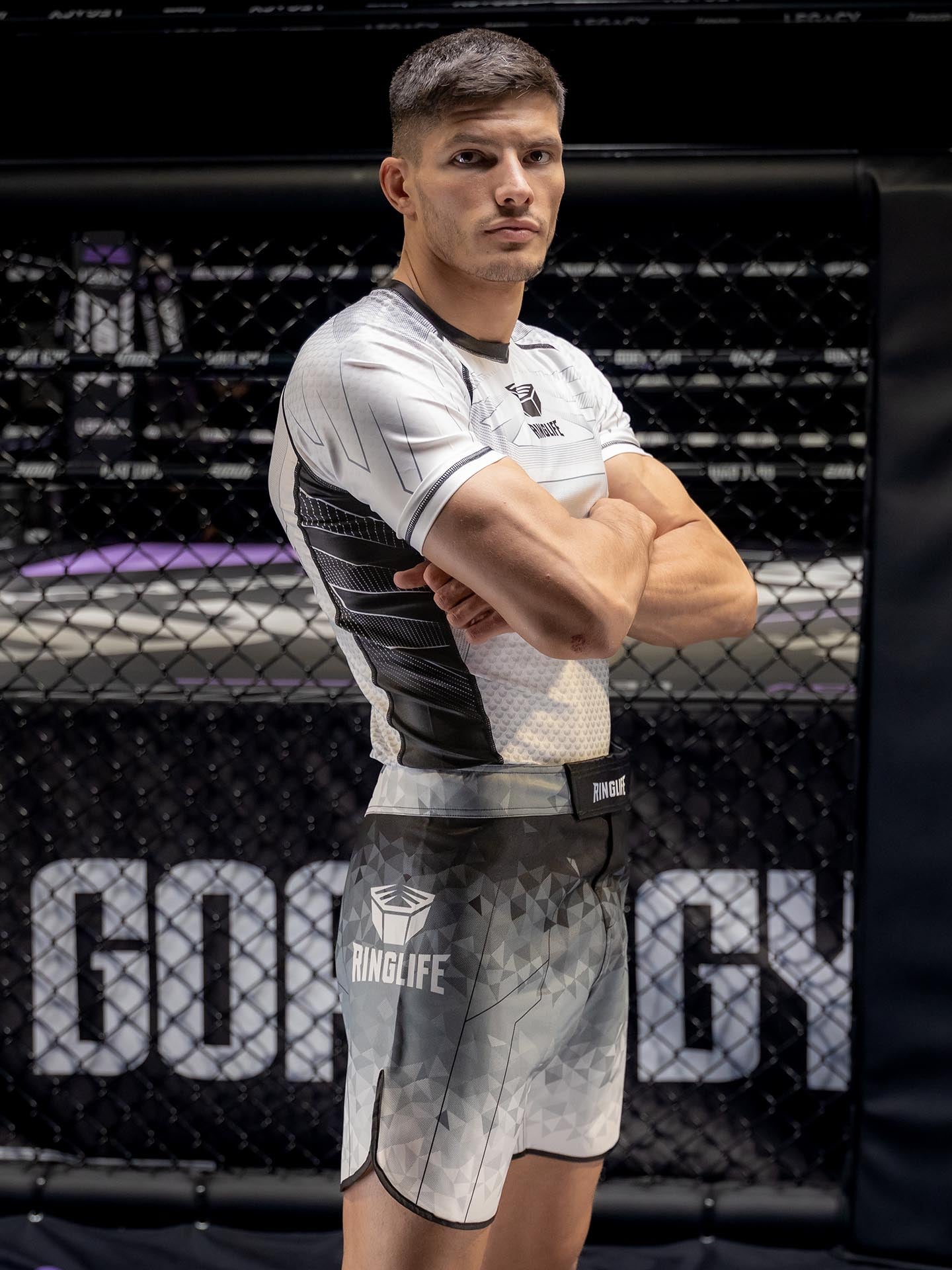 RINGLIFE MMA Shorts - Transition schwarz-weiss