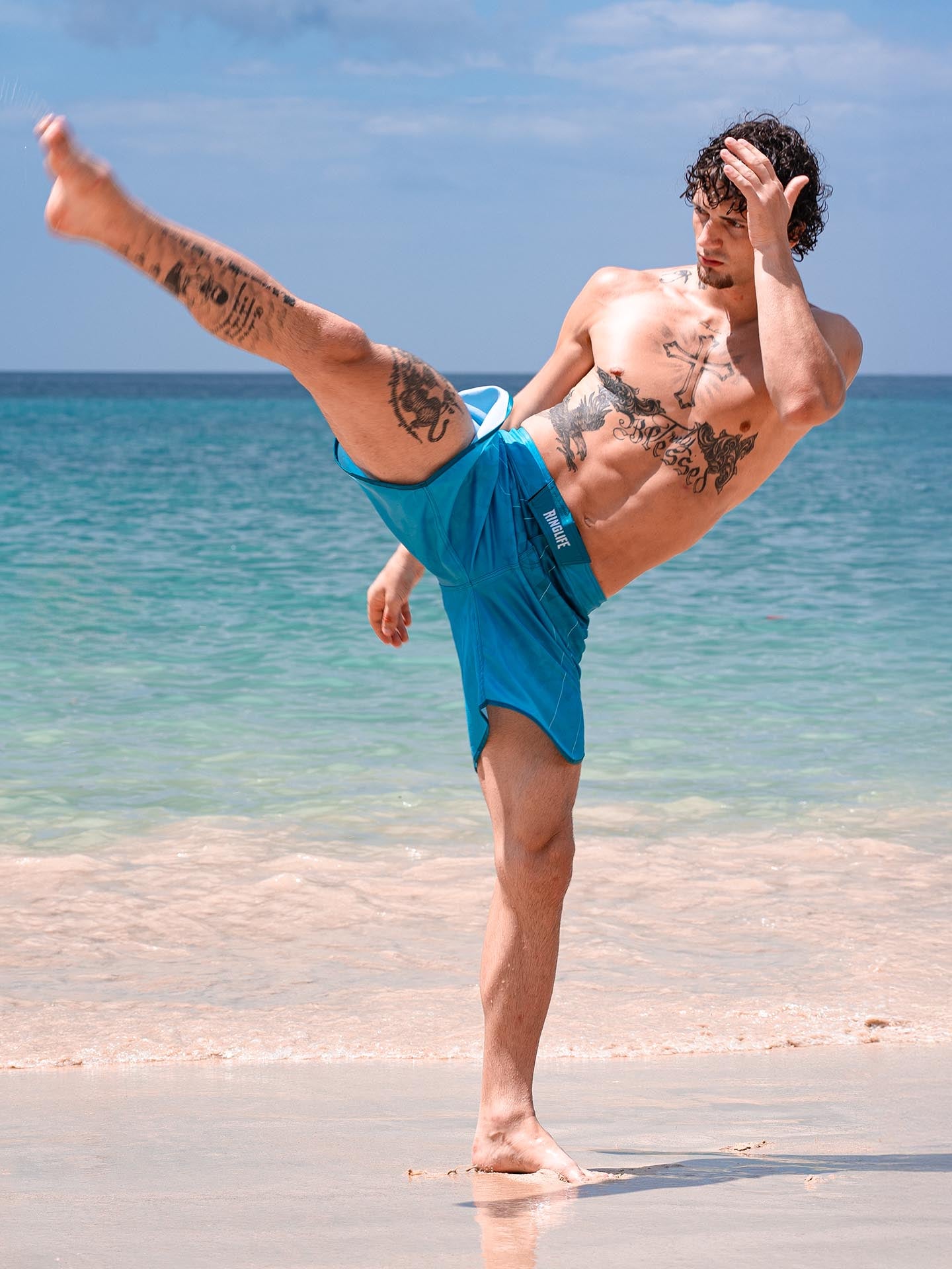 RINGLIFE MMA Shorts - Transition grün-blau