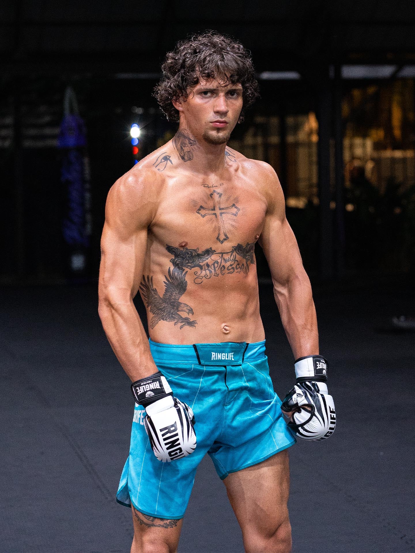 RINGLIFE MMA Shorts - Transition grün-blau