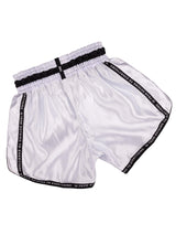 RINGLIFE Muay Thai Shorts, Label, weiß