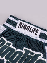 RINGLIFE Muay Thai Shorts, Represent, grün-weiß