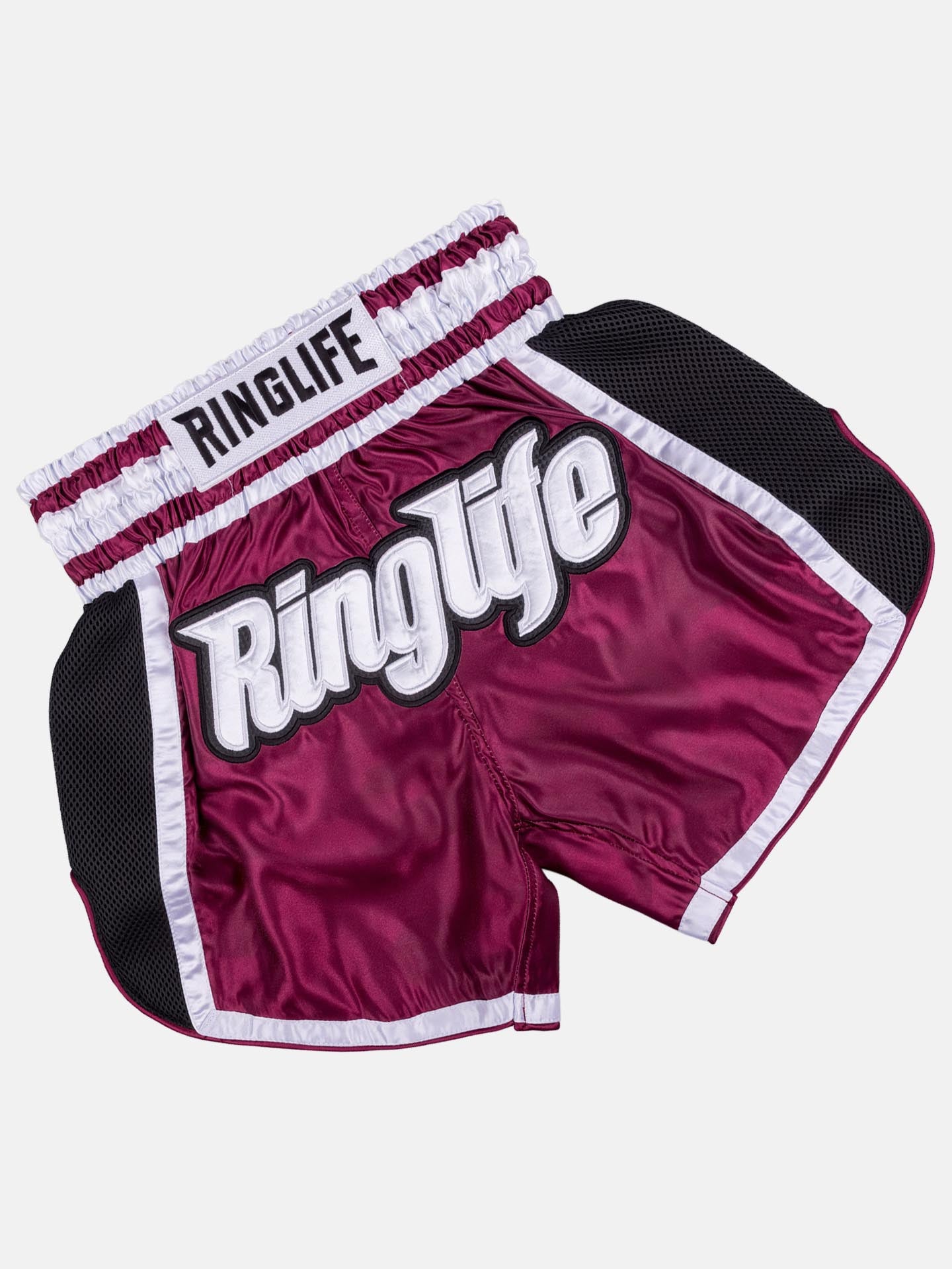 RINGLIFE Muay Thai Shorts, Represent, rot-schwarz