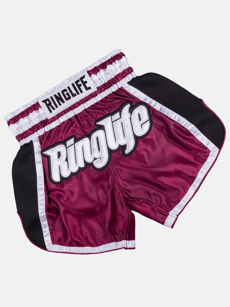 RINGLIFE Muay Thai Shorts, Represent, rot-schwarz