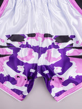 RINGLIFE Muay Thai Shorts, Unit, weiß-lila-camo