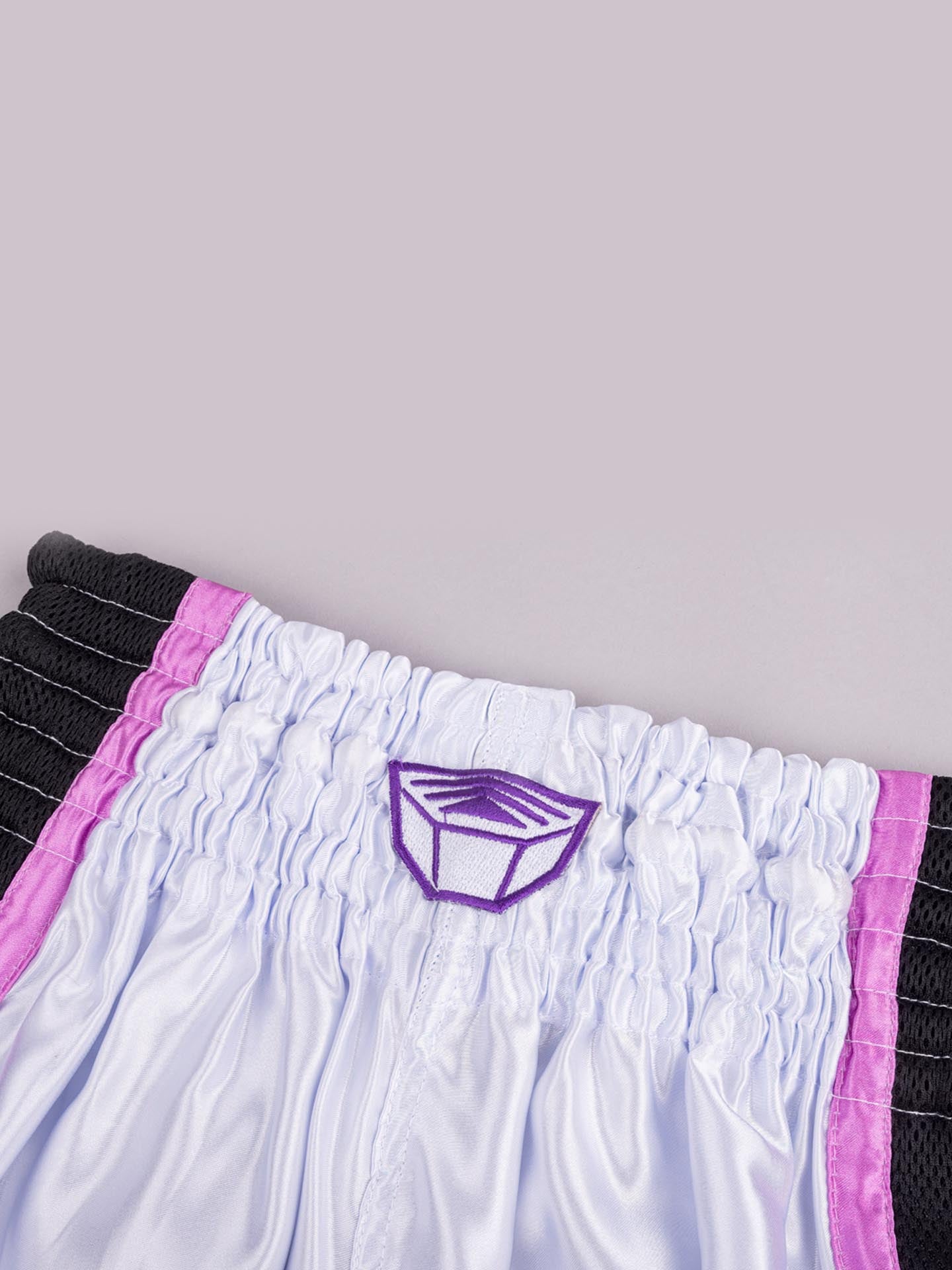 RINGLIFE Muay Thai Shorts, Unit, weiß-lila-camo