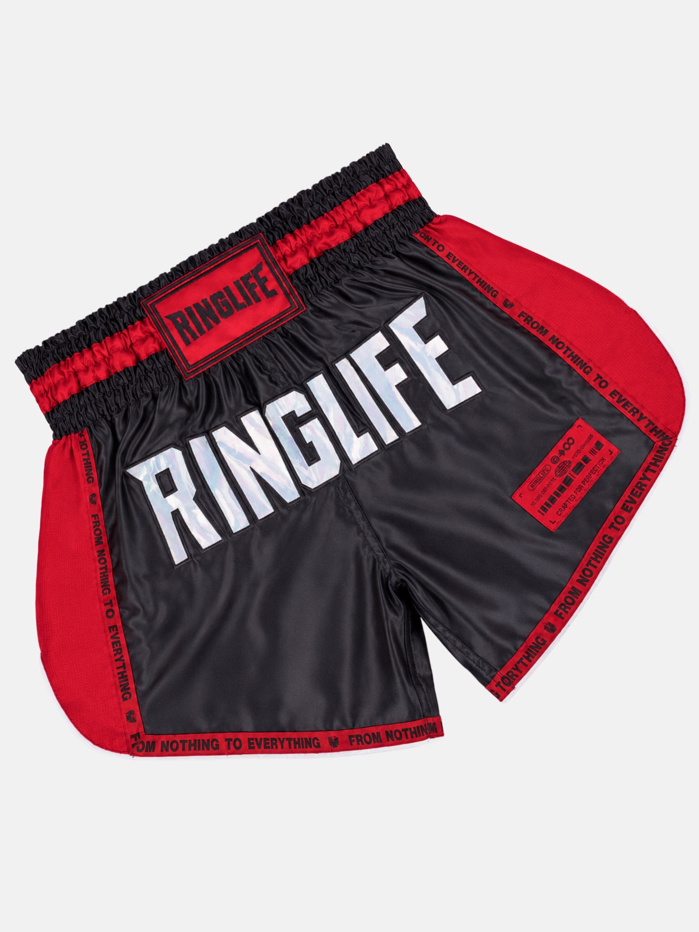RINGLIFE Muay Thai Shorts, Vanguard, schwarz-rot