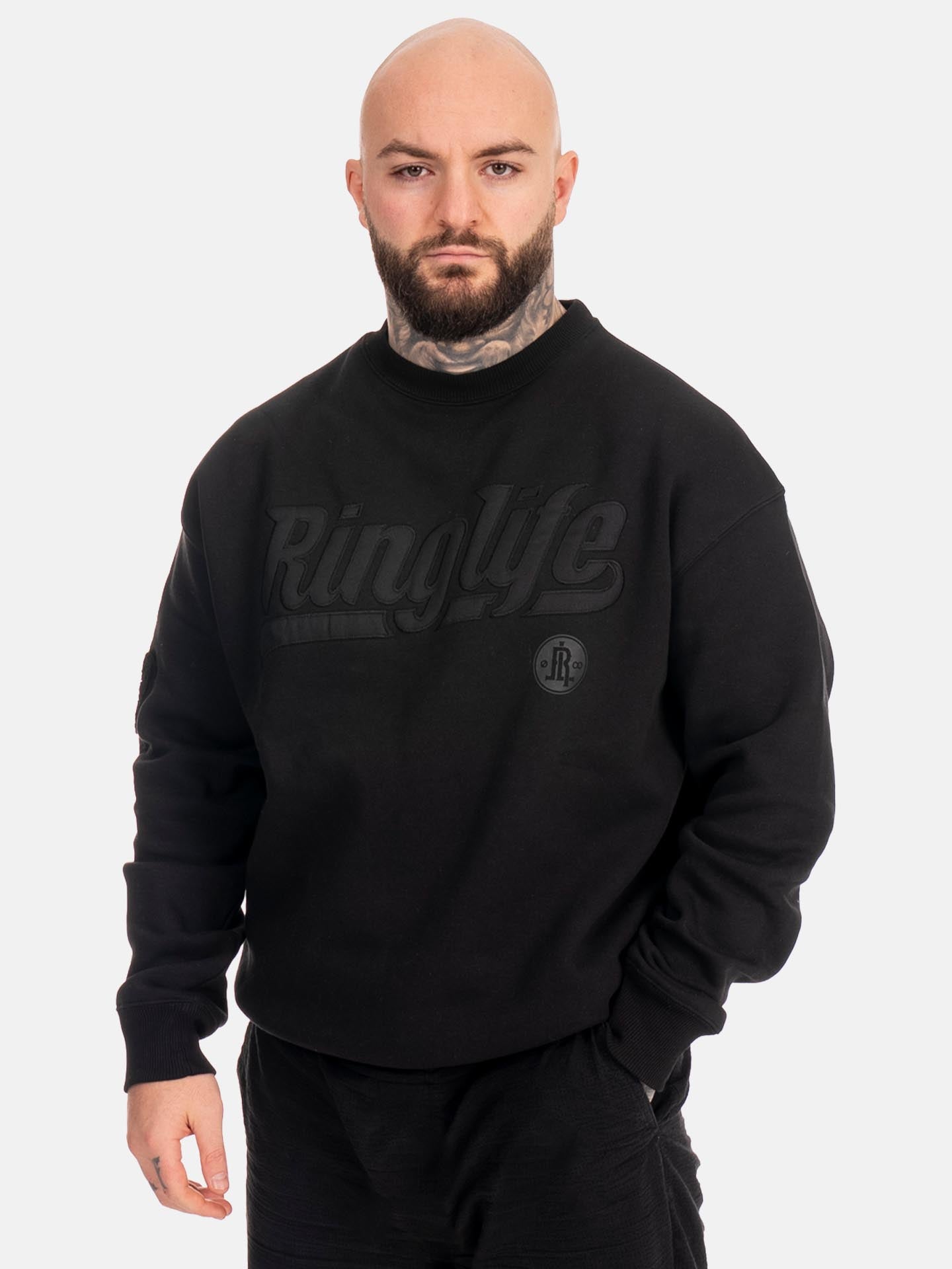 RINGLIFE Pullover, College, schwarz-matt