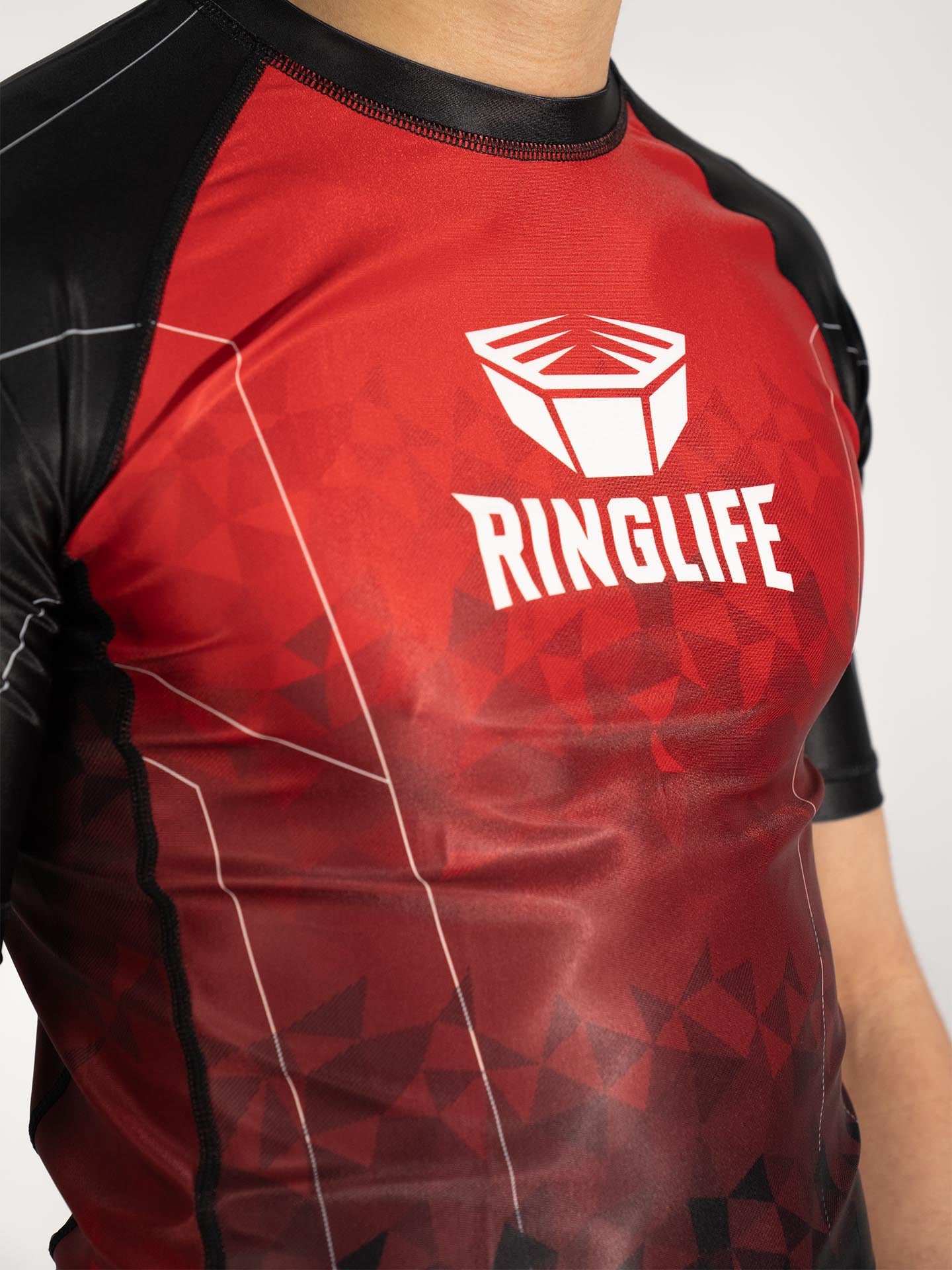 RINGLIFE Rashguard S/S - Transition schwarz-rot