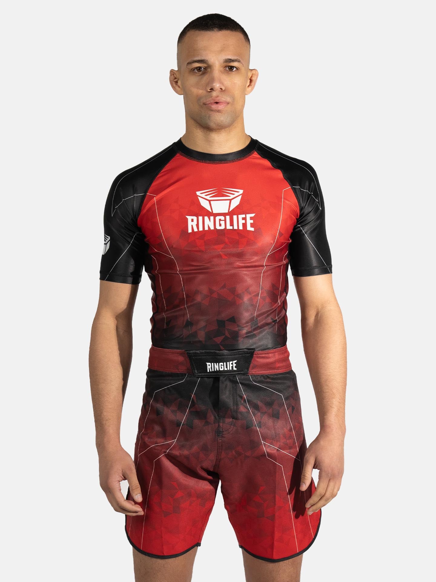 RINGLIFE Rashguard S/S - Transition schwarz-rot