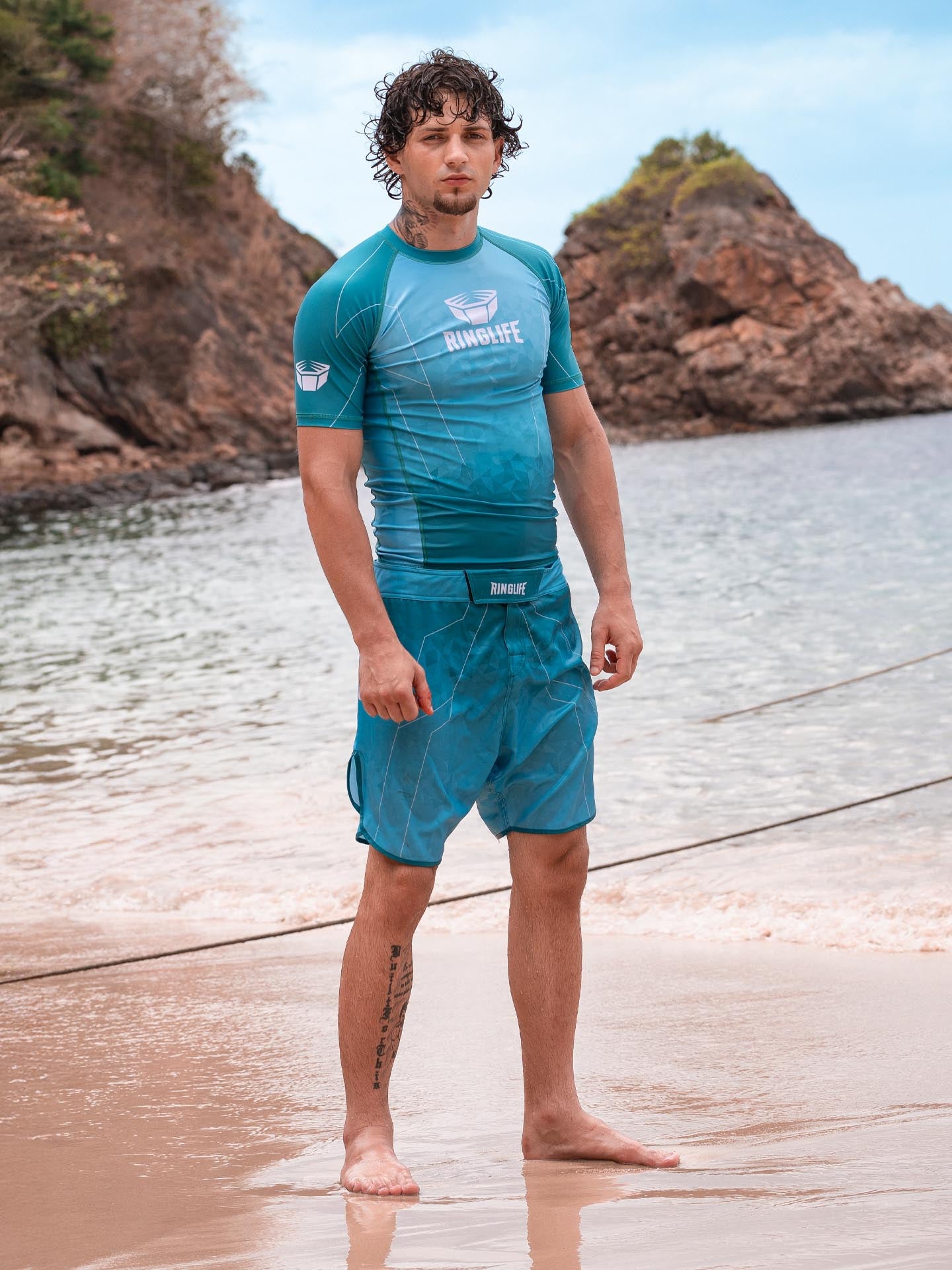 RINGLIFE Rashguard S/S - Transition grün-blau