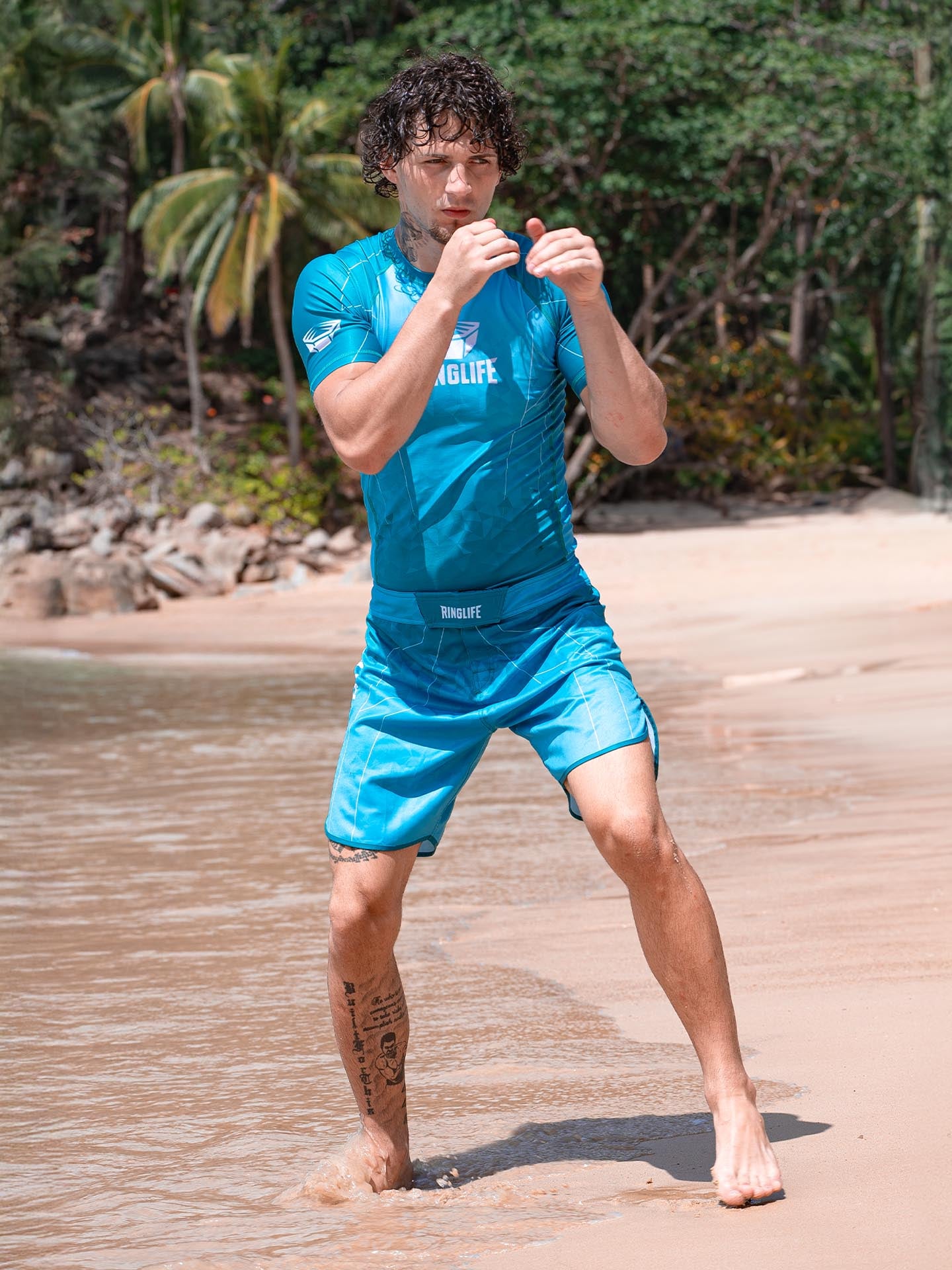 RINGLIFE Rashguard S/S - Transition grün-blau