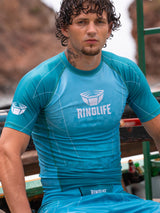 RINGLIFE Rashguard S/S - Transition grün-blau