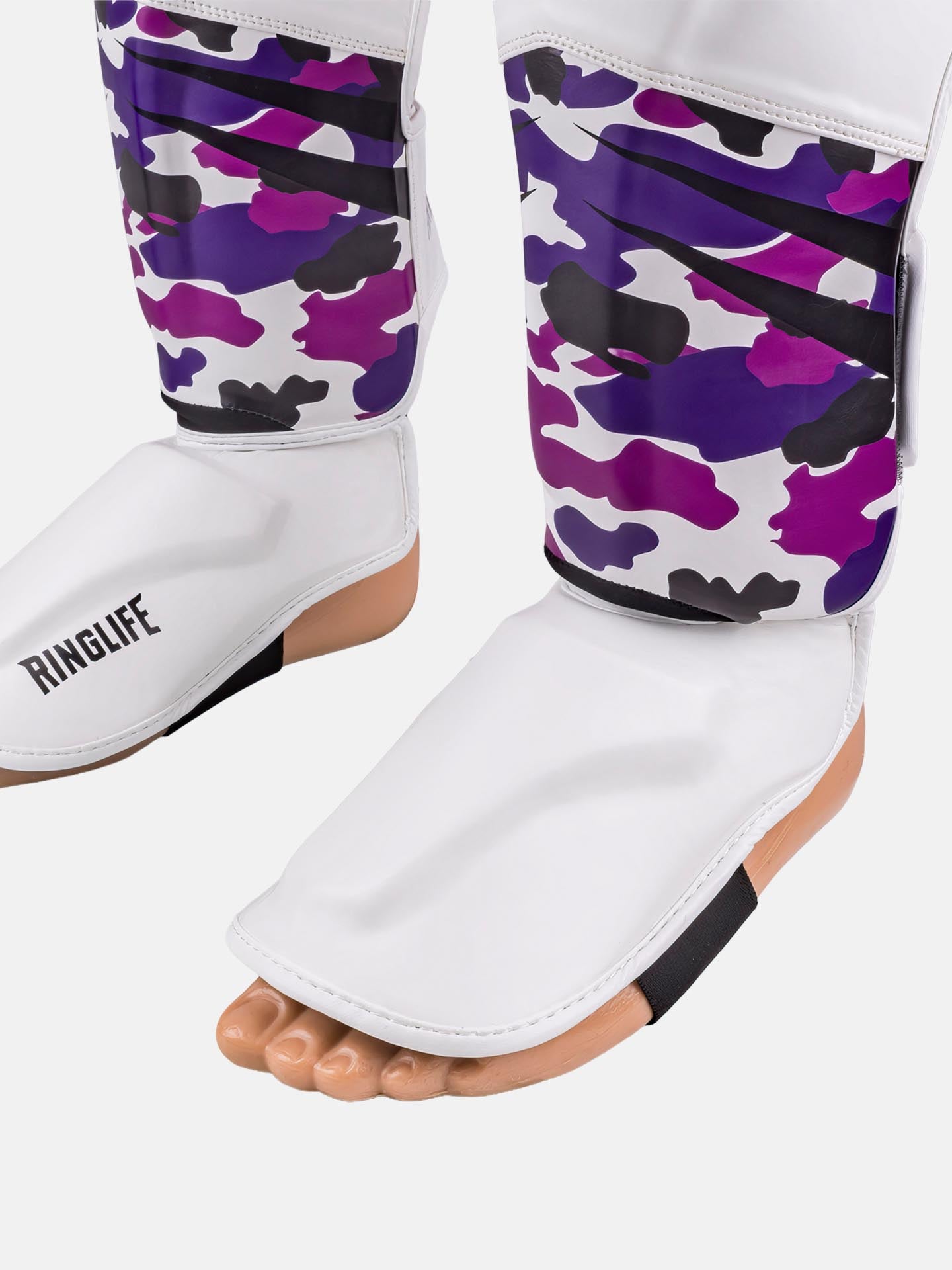 RINGLIFE Schienbeinschoner, Unit, weiß-lila-camo