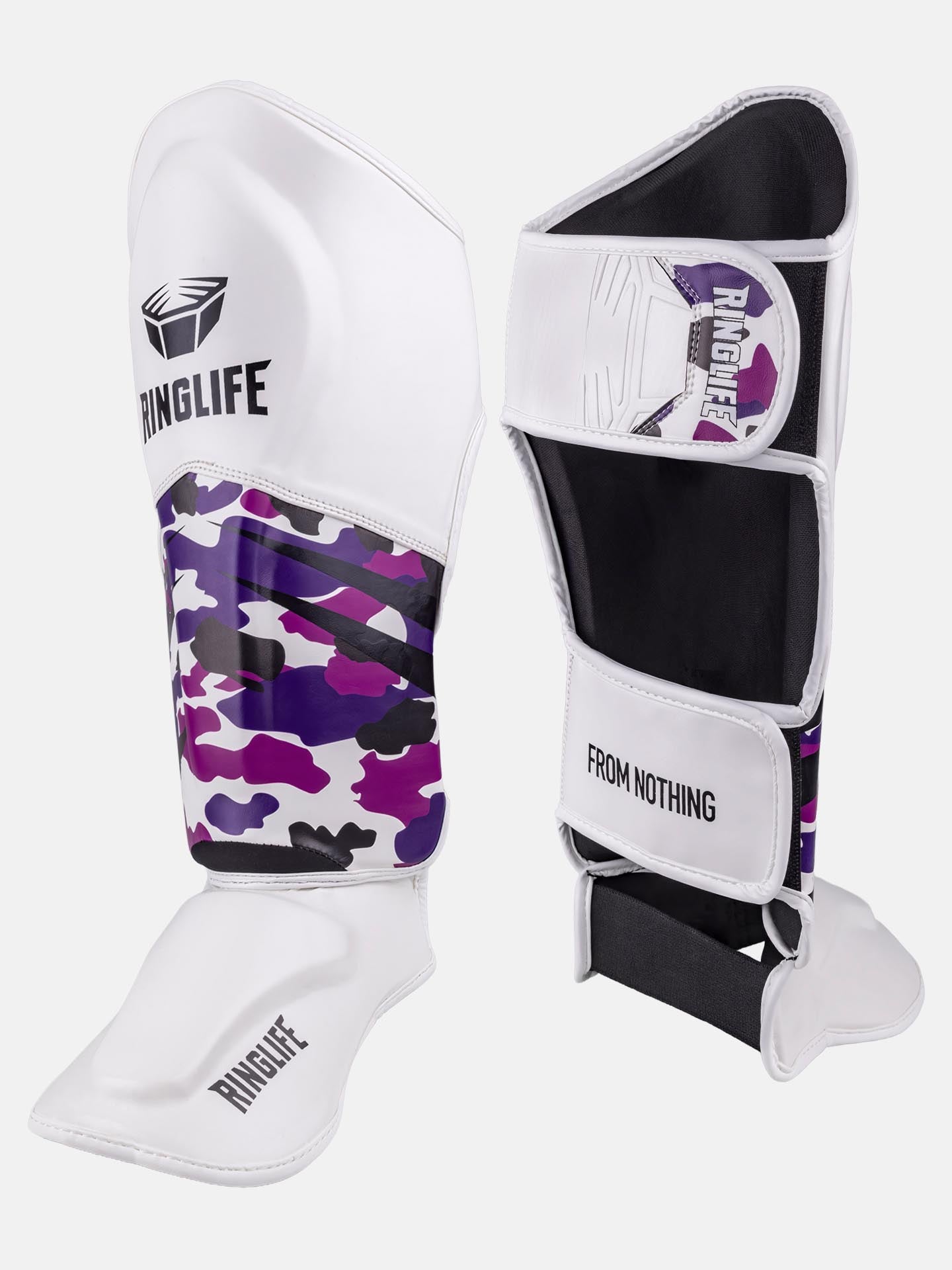 RINGLIFE Schienbeinschoner, Unit, weiß-lila-camo