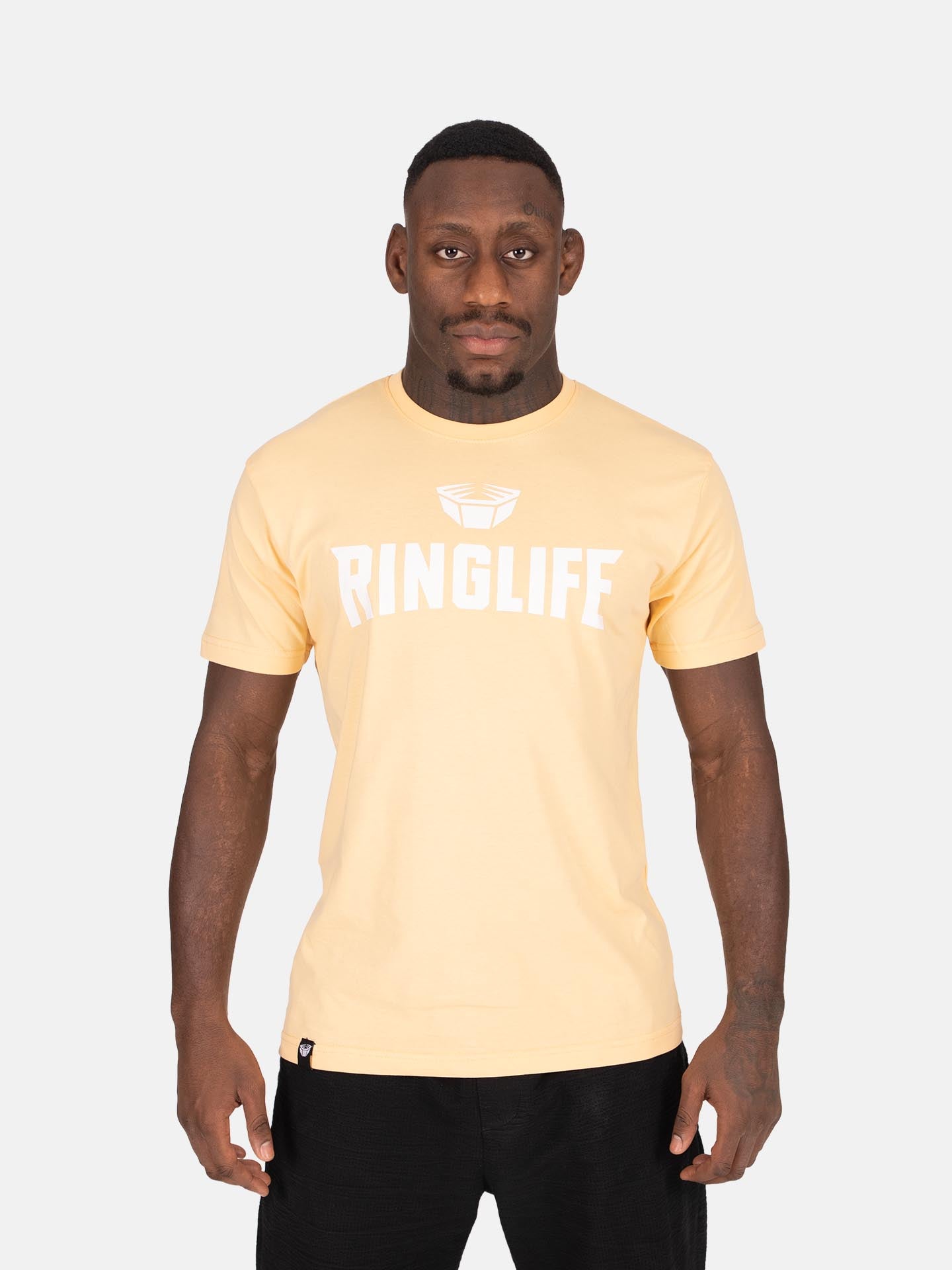 RINGLIFE T-Shirt, Logo 2.0, apricot-weiß