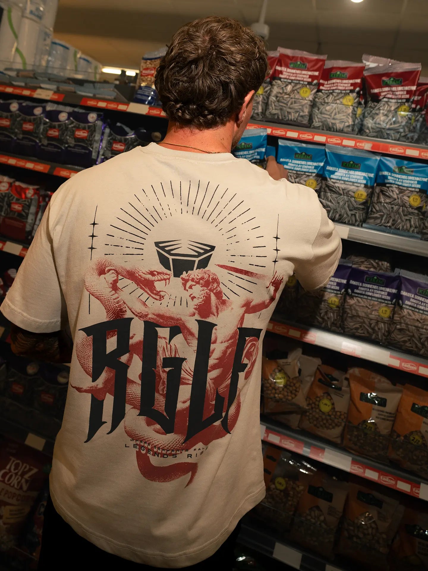 RINGLIFE T-Shirt, Oversized, Serpent, champagner