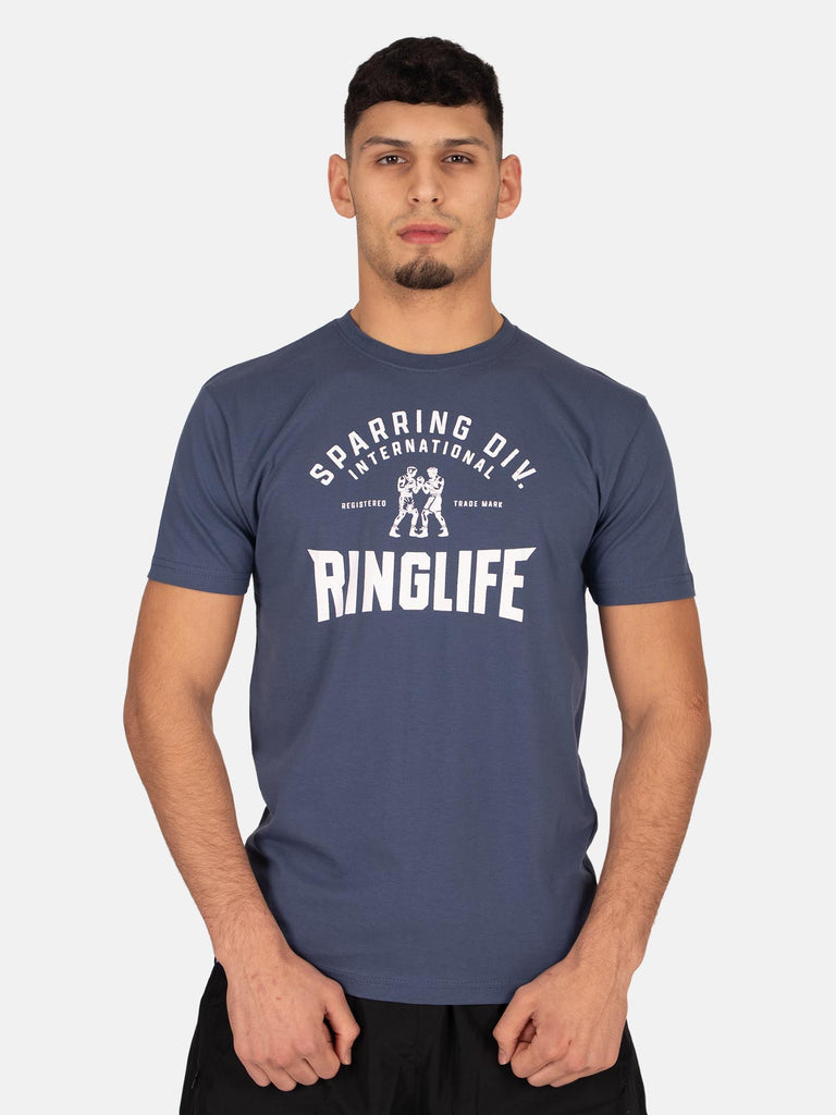 RINGLIFE T-Shirt, Sparring Div. Worldwide, indigo-weiß