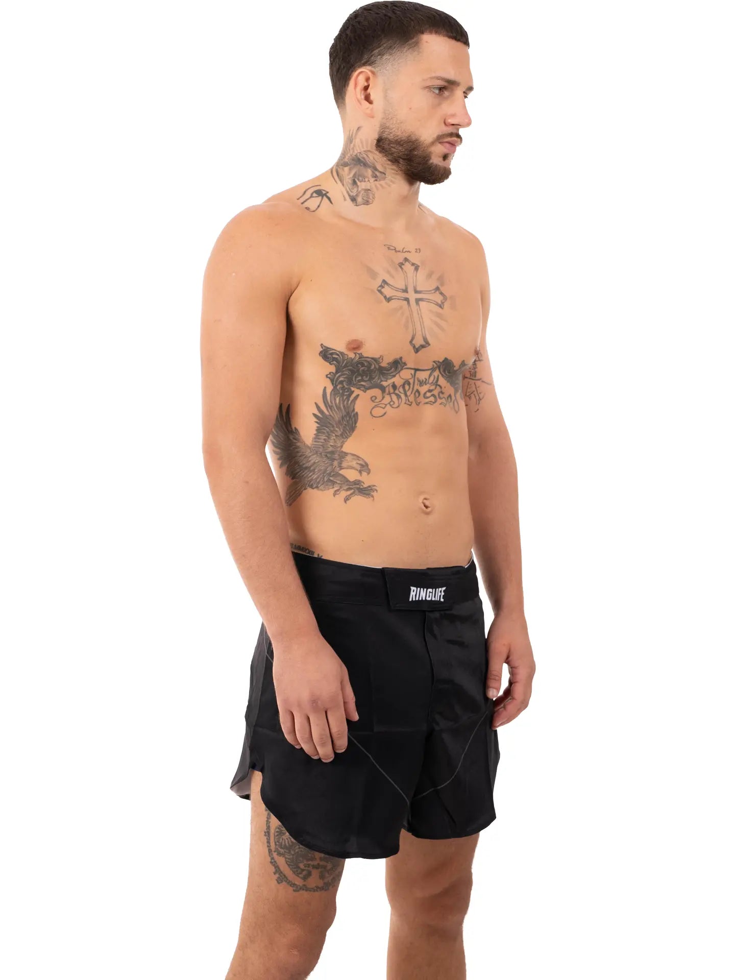 RINGLIFE MMA Fight Shorts, Origin Cropped, schwarz