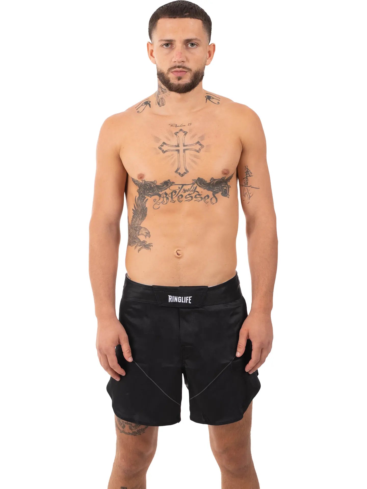 RINGLIFE MMA Fight Shorts, Origin Cropped, schwarz